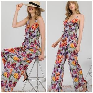 LAST 1❗️AMBITION Lavender Floral Wide Leg Jumpsuit